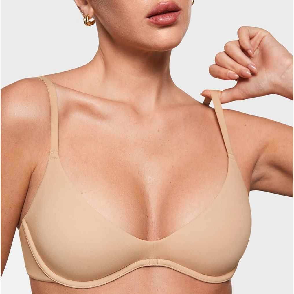 Plunge Bra Push Up - Women's Deep V Unpadded Seamless Wire-free