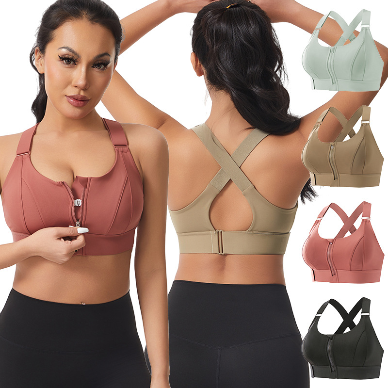 Plunge Bra Push Up - Women's High-Impact Sports Bra Wire-Free Push-Up