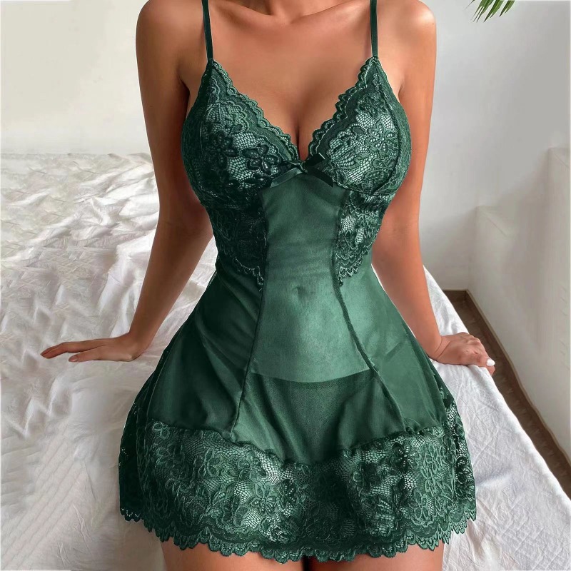 Sensual Lace & Tulle Sleepwear - Lace Bralette Set 评论和价格