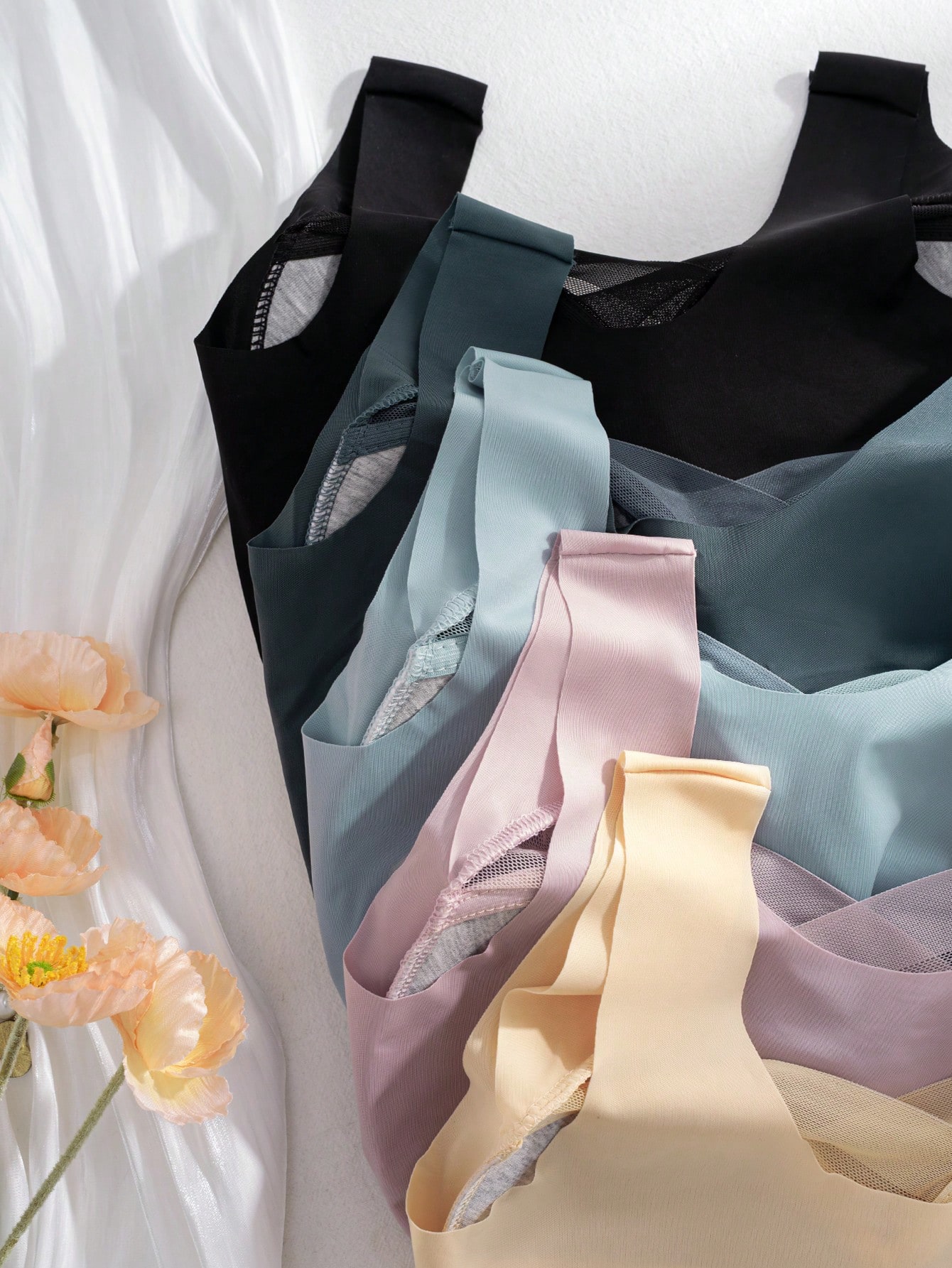 5pcs Women Seamless Ice Silk W - Sleep Bra Bralette 评论和价格
