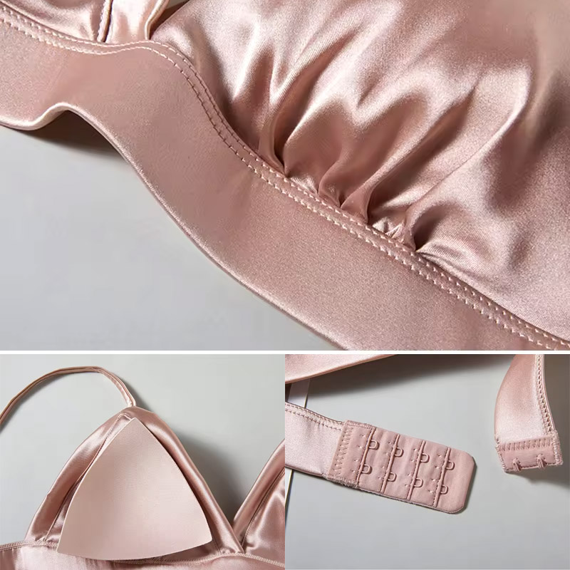 Luxury Real Silk Satin Wireles - Sleep Bra Bralette 评论和价格