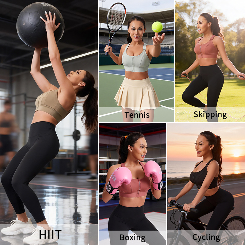 Women's High-Impact Sports Bra - Plunge Bra Push Up 评论和价格