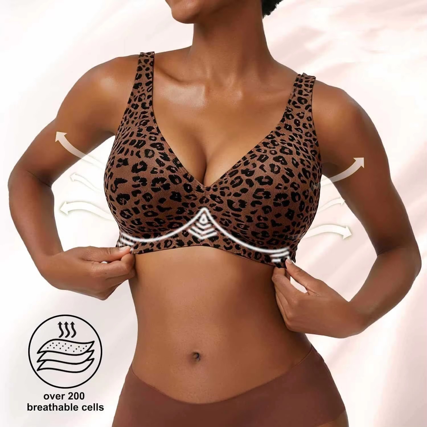 Custom made-2-Row Hook Leopard - Plunge Bra Push Up 评论和价格