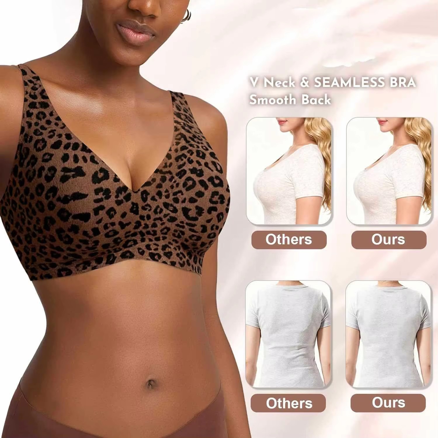 Custom made-2-Row Hook Leopard - Plunge Bra Push Up 评论和价格