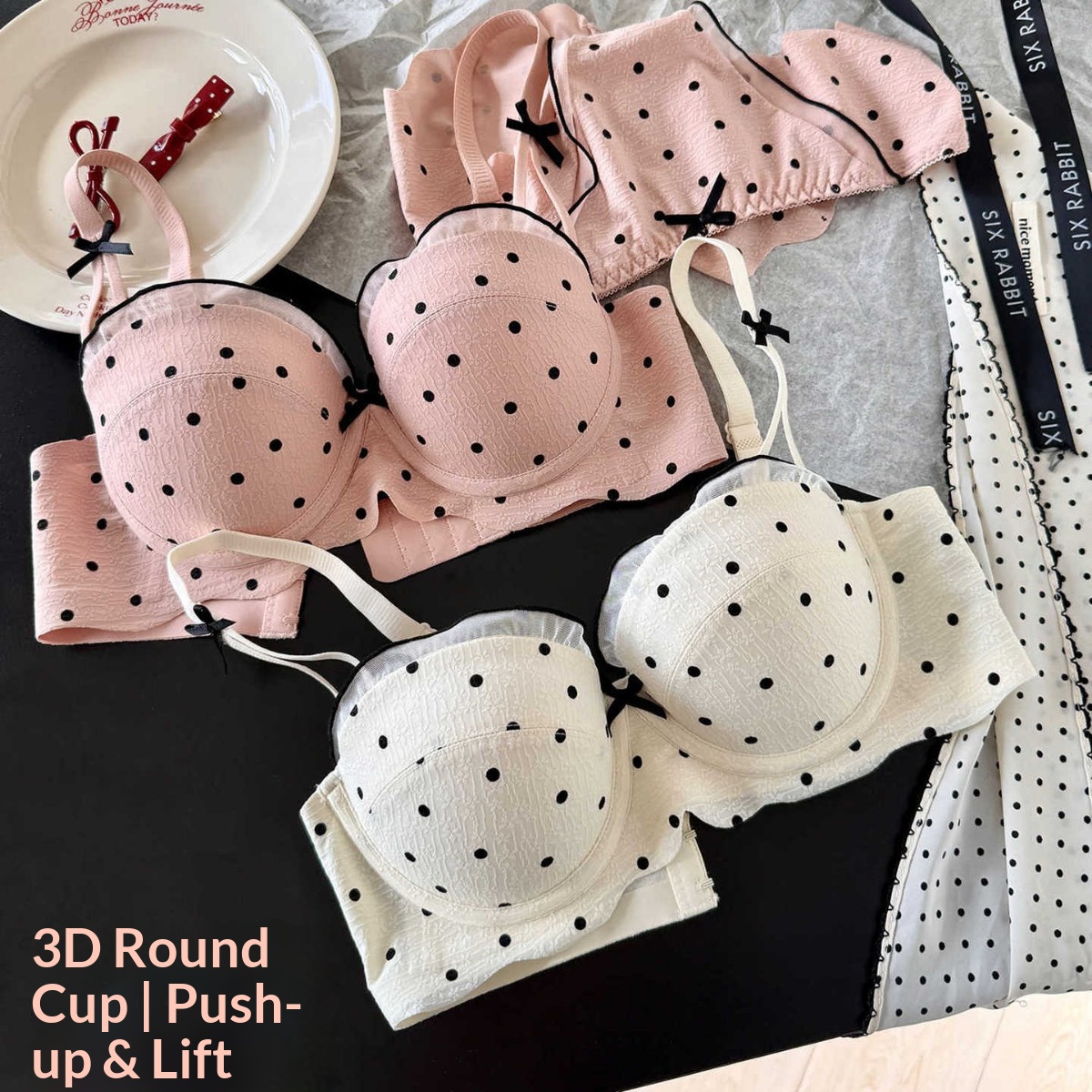 Lace Polka Dot Bra Two-Piece S - Cotton Bra Everyday 评论和价格
